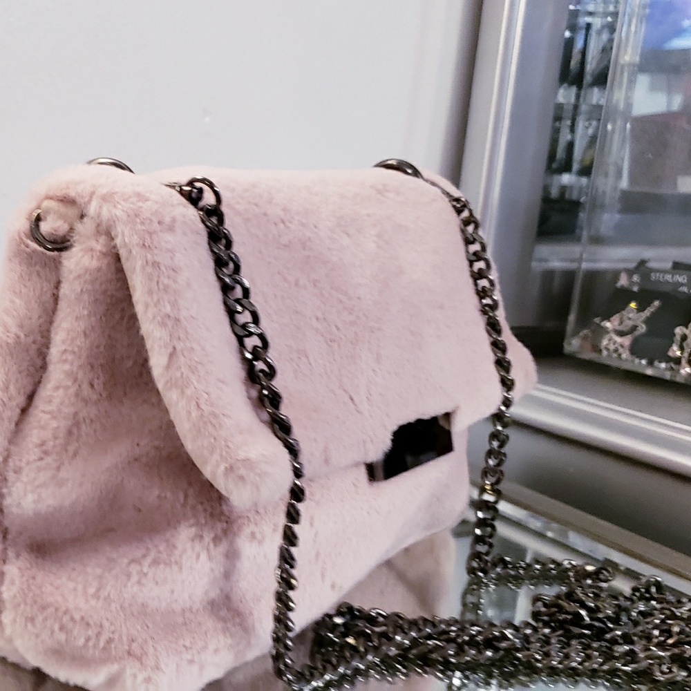 Faux Fur hobo crossbody Plush clutch bag NWT - Picture 3 of 4